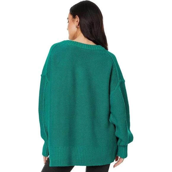 New Free People Sweater Womens Small Alli V-Neck Green Pull Over Mountain View - Picture 3 of 8